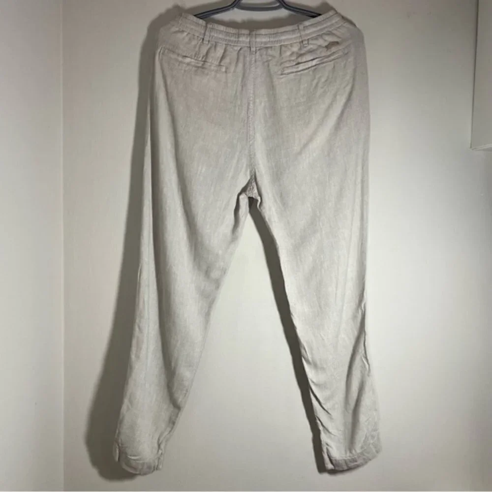 Zara Grey Linen High Rise Straight Leg Pants size S